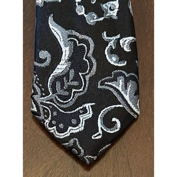 Ferre Massino Black Gray Hand Made 100% Silk Made In China Long - Picture 6 of 9